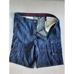 CAVI Men 44 High Rise Zip Fly Metal Buttons Relax Carpenter Denim Cargo Shorts